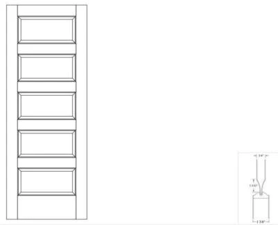 5 paneles de MDF imprimado paneles elevados iguales estilo y riel puertas interiores de núcleo sólido Foto 1 de 4