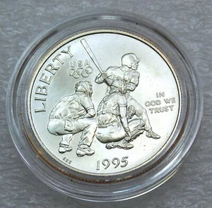 1995-S Olympics Baseball Uncirculated Half Dollar in Original Mint Cap #LM42 - Picture 1 of 2