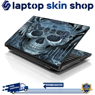 Laptop Skin Sticker Notebook Decal Cover Blue Skull for Dell Apple Asus 17"-19" - Image 1 of 4