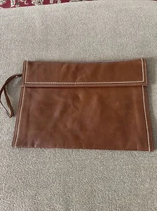 Vintage Shirl Miller LTD Brown Leather Clutch Pouch Zip Top (TD) - Picture 1 of 8