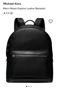 Michael Kors Mason Explorer Backpack Black Leather 12.75x16.13x7.25" New - Picture 1 of 13