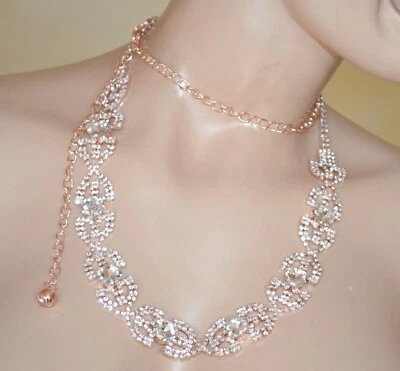 Cintura gioiello donna oro rosa strass cristalli metallo brillantini UX80 - Immagine 1 di 4