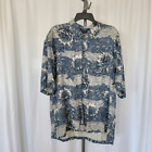 Vintage Club 100% Silk Hawaiian Shirt Grayblue Men's Size Xl