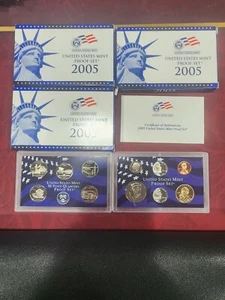 3 Sets of 2005 U.S. Mint Proof Set 11 Coins In U.S. Mint Box W/ C.O.A. - Picture 1 of 1