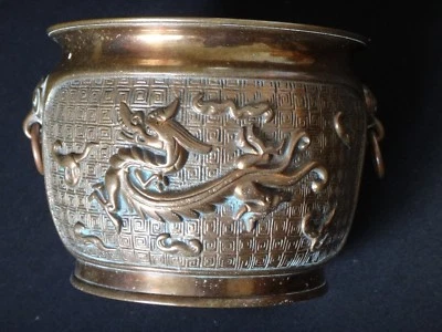 Ancien brule parfum bronze chine encensoir Old censer dragon chinese mark XIX - Photo 1/4