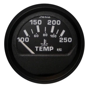 Faria Beede Instruments 12812 Euro Black 2" Water Temperature Gauge 100-250°F - Picture 1 of 1