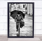 Street Umbrella Rain Bicycle Lucca Toscana Man Waterproof Bag Wall Art Print