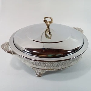 Vintage KROMEX Covered Serving Casserole Bowl  Dish with Lid /w Stand 11.5'' - Picture 1 of 8
