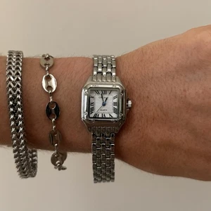 Retro White Square Face Quartz Watch Unisex Stainless Steel 8.5" New - Picture 1 of 7