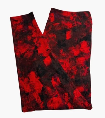 LuLaRoe Leggings TC2 Tall Curvy 2 Sexy BLACK RED Tie Dye HALLOWEEN Stretch Fit - Image 1 of 4
