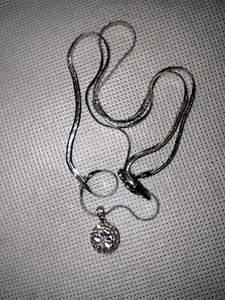 Collar de diamantes SK9 vintage cadena y colgante retro redondo de plata de ley 925  - Imagen 1 de 11