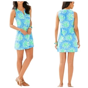 Lilly Pulitzer Dress Essie Tropic Like Its Hot Mini Floral Bennet Blue Green XS - Picture 1 of 8
