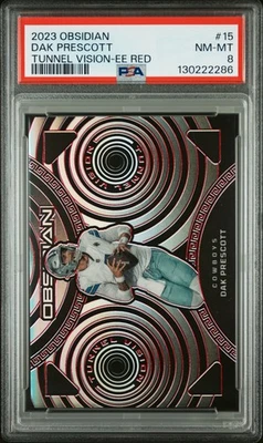 2023 Panini Obsidian Tunnel Vision #15 Dak Prescott Tunnel Vision-Ee Red PSA 8 - Image 1 of 2