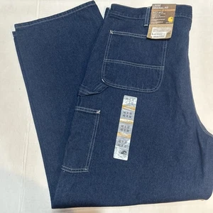 NWT Carhartt Original Loose Fit Work Dungaree Dark Wash Denim Carpenter Jean 42 - Picture 1 of 6