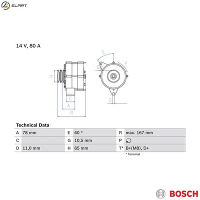 ALTERNATOR 0 986 034 120 FOR SAAB 900/Hatchback/�/Convertible/I/Combi/II 9000 - Image 1 of 4