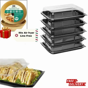 5x Buffet Platters with Lids Medium Reusable Food Serving Catering Party Trays - Picture 1 of 11
