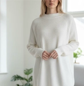Nuevo sin etiquetas Vestido Suéter Tejido Cuello Simulado Abercrombie & Fitch L Grande Blanco - Imagen 1 de 8