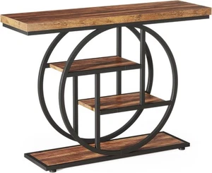105cm Console Table, 4-Tier Entryway Console Table with Geometric Base - Picture 1 of 9