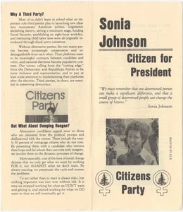 1984 Presidential Campaign Sonia Johnson for President Citizen’s Party Pamphlet - Picture 1 of 1