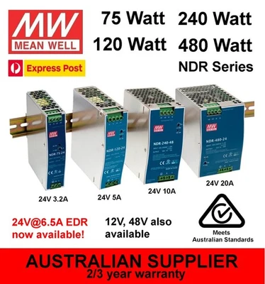 Источник питания MeanWell NDR DIN-рейка 75 Вт 120 Вт 240 Вт 480 Вт 12 В 24 В 48 В + EDR-150-24 - Изображение 1 из 4