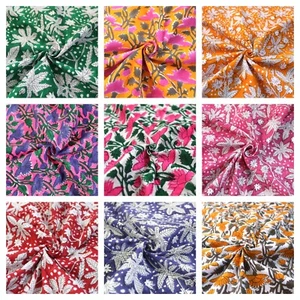 Indian Hand Block Floral Printed Cotton Running Voile Dressmaking Voile Fabric - Picture 1 of 86