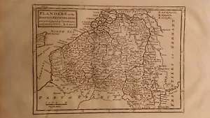 1737 ORIGINAL ANTIQUE COPPERPLATE MAP FLANDERS SPANISH NETHERLANDS - HERMAN MOLL - Picture 1 of 8