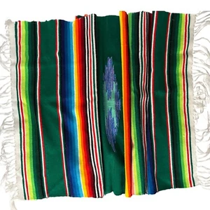 19" x 38" Mexican Serape Table Runner Colorful Stripes Embroidered Accent Decor - Picture 1 of 12