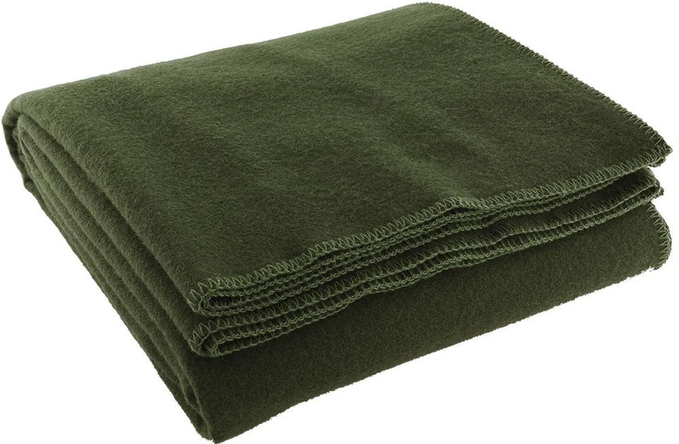 ARMY UNIVERSE Olive Drab Wool Emergency Rescue Blanket | 60" x 80" Warm Winter Cover Throw