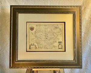 Vintage Reproduction 17th C. Map of Thuringia, Germany Custom Framed - Picture 1 of 9