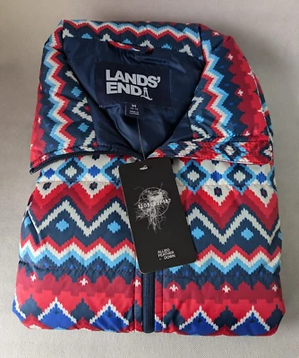 Chaleco acolchado Lands’ End para mujer talla M plumón 600 relleno nuevo azul rojo Foto 1 de 4