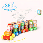 RLS Wooden colourful pull along alphabet block train Toy