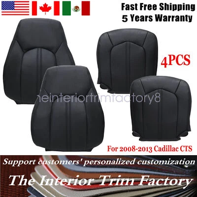 Front Bottom-Top Leather Seat Cover Black 4PCS For 2008 2009-2013 Cadillac CTS - Image 1 of 4