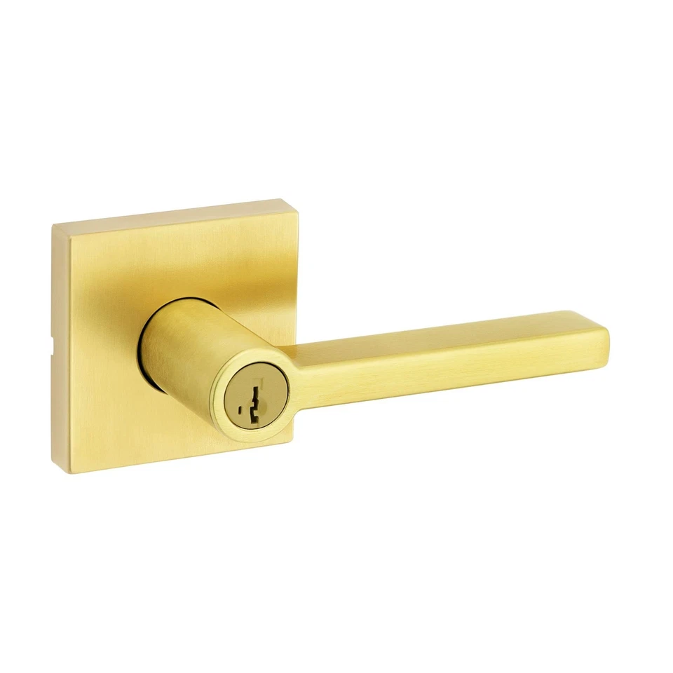 Kwikset Halifax 97402-933 Entry Door Handle Keyed Reversible Lever Satin Brass