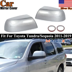 Silver Sky Front Side Mirror Cover Cap Pair Fits Toyota Tundra Sequoia 2011-2019 - Picture 1 of 10