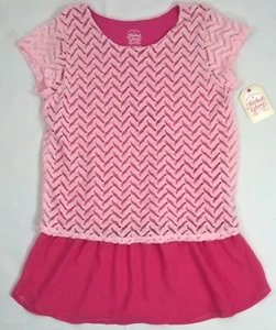 NEU Faded Glory Mädchen Tops Kurzarm Shirt rosa Größe M (7-8) L (10-12) - Bild 1 von 12