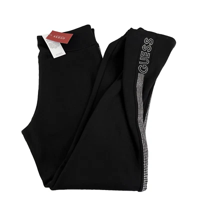 New Women’s Guess Rubie Rhinestone Trim Fleece Black Pants Joggers Sz M NWT - Image 1 of 4