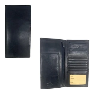 Vintage MANHATTAN LIMITED Leather Bifold Wallet Passport Travel Classic BLACK - Picture 1 of 8