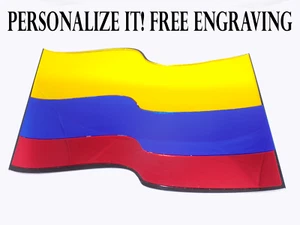 Columbian Flag Wall Plaque - Personalize FREE - Engrave Your Name - Mirrored Art - Picture 1 of 3
