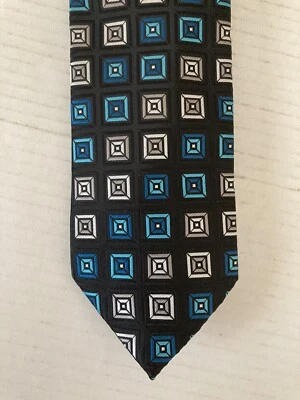 Corbata para hombre Giorgio Brutini poliéster azul plata negra cuadrados geométricos Foto 1 de 4