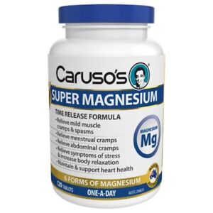 Caruso's Super Magnesium 120 Tablets 300mg Muscular Muscle Cramps Health Carusos