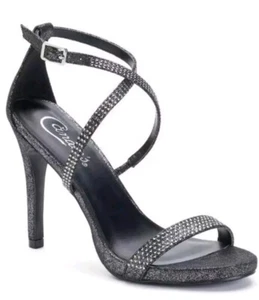 Damenschuhe mit Absatz schwarz Candies Wildleder Strass Knöchelriemen hoch elegant Größe 8,5 - Bild 1 von 9