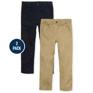 NWT Children's Place Boy's Pull On Relaxed Straight Chino Pants 2-Pack Sz 14 - Picture 1 of 6