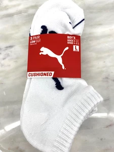 Puma Youth Boys Low Cut Cushioned Socks Large Sock Size 9-11 3 Pack - Picture 1 of 4