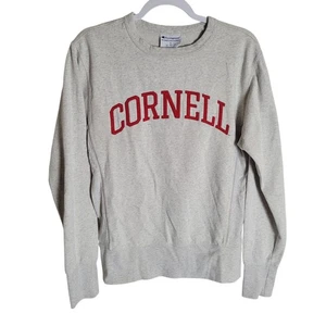 Vintage Champion Cornell University Crew Neck Sweater Size Small Gray Collegiate - Picture 1 of 8