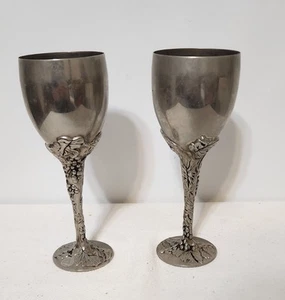 Set 2 Godinger Silver Art Co Silver Calice Vino Flauto Uva Vite Stelo 7,5” - Foto 1 di 6