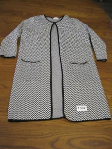 CALVIN KLEIN Jeans Long Duster Pullover Strickjacke Damen M Taschen Chevon schwarz - Bild 1 von 17