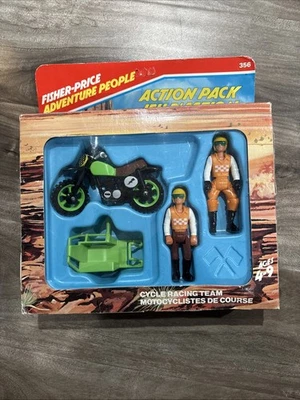 Vintage 1980 Fisher Price Adventure People Action Pack Cycle Racing Team NIB - Image 1 of 4