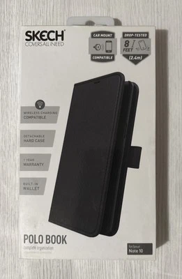 Funda tipo billetera desmontable libro Skech Polo para Samsung Galaxy Note 10 6.3", negra Foto 1 de 2
