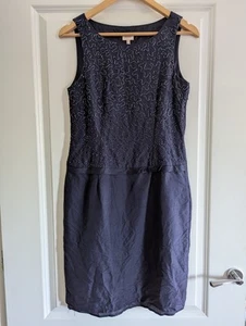 Whistles Navy Blue Silk Beaded Shift Dress Size UK 10 - Picture 1 of 10
