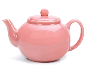 RSVP Large Stoneware 6 Cup Teapot Pink Ceramic Tea Coffee Pot Kitchen Serveware - Picture 1 of 5